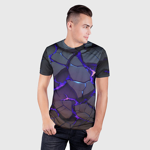 Мужская спорт-футболка Светящаяся неоновая лава / 3D-принт – фото 3