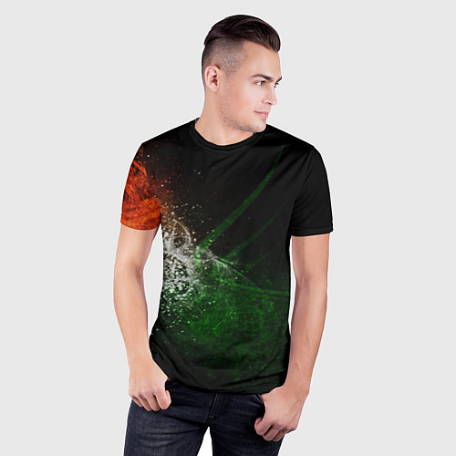 Мужская спорт-футболка Неоновый всплеск трехцветный / 3D-принт – фото 3
