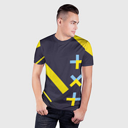 Футболка спортивная мужская TXT yellow geometry, цвет: 3D-принт — фото 2