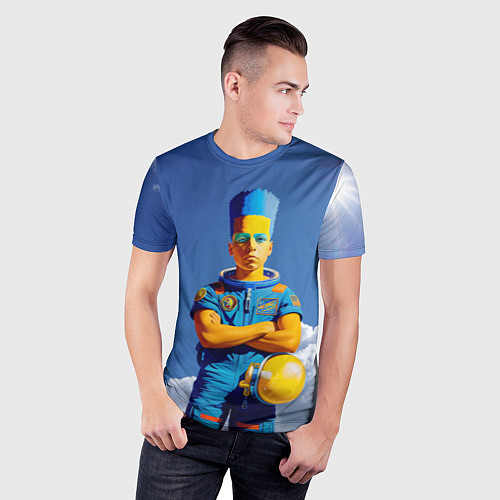 Мужская спорт-футболка Барт Симпсон - космический мальчик - нейросеть / 3D-принт – фото 3