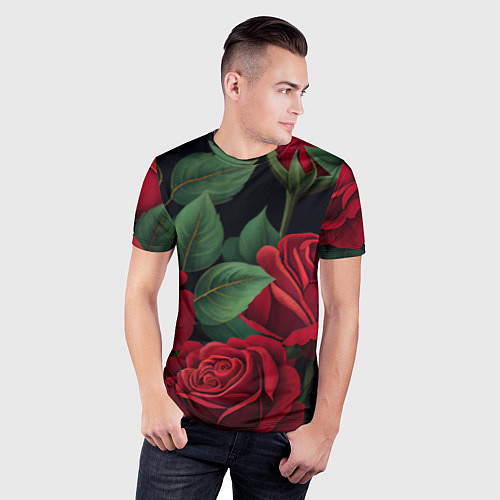 Мужская спорт-футболка Много красных роз / 3D-принт – фото 3