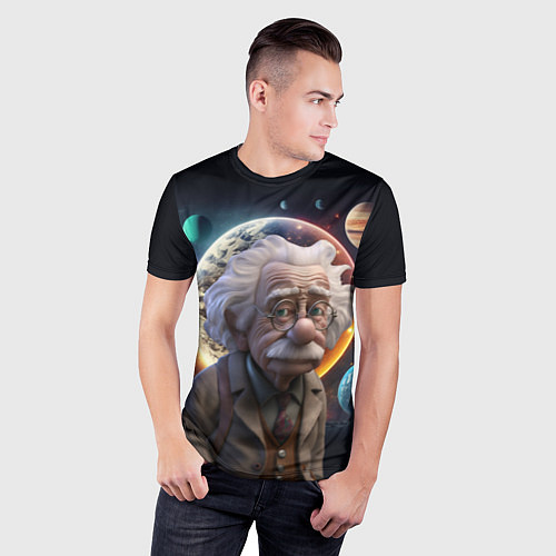 Мужская спорт-футболка Альберт Эйнштейн и его теория / 3D-принт – фото 3