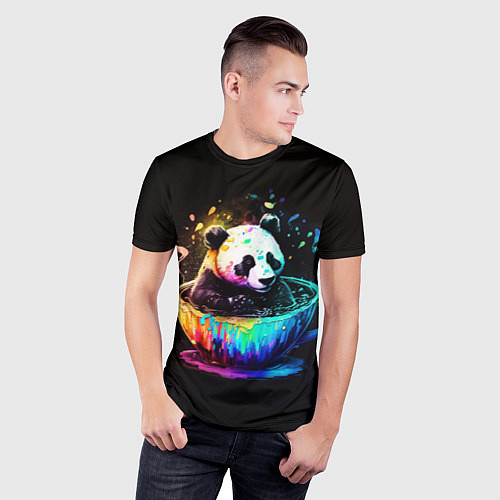 Мужская спорт-футболка Панда в кружке / 3D-принт – фото 3