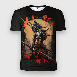 Футболка спортивная мужская Самурай - брызги красок, цвет: 3D-принт