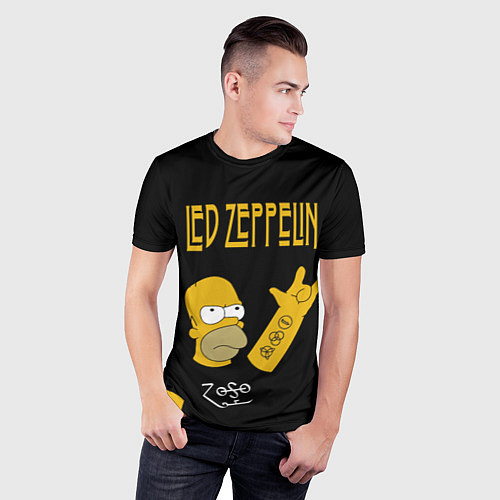 Мужская спорт-футболка Led Zeppelin Гомер Симпсон рокер / 3D-принт – фото 3