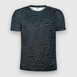 Футболка спортивная мужская Блестящие мокрые капли на темном чёрном фоне, цвет: 3D-принт