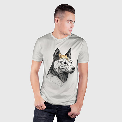 Мужская спорт-футболка Стилизованный пёс в геометрическом стиле / 3D-принт – фото 3
