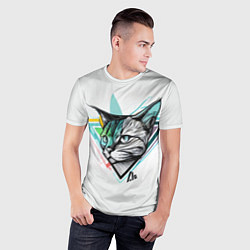Футболка спортивная мужская Красочный эскиз кота, цвет: 3D-принт — фото 2