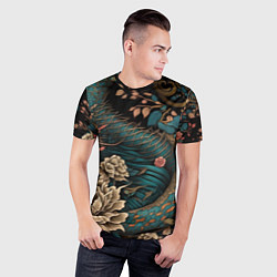 Футболка спортивная мужская Японский змей Irezumi, цвет: 3D-принт — фото 2