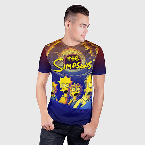 Мужская спорт-футболка Черная дыра и Симпсоны / 3D-принт – фото 3