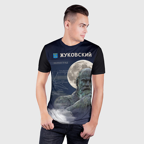 Мужская спорт-футболка Город Жуковский - наукоград / 3D-принт – фото 3
