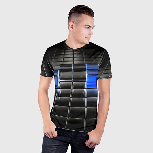 Мужская спорт-футболка Хромированные кубы абстракция / 3D-принт – фото 3