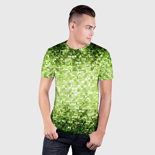 Мужская спорт-футболка Геометрическое зелёное искажение в пространстве / 3D-принт – фото 3
