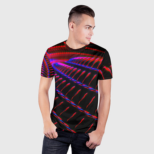 Мужская спорт-футболка Geometry neon texture / 3D-принт – фото 3