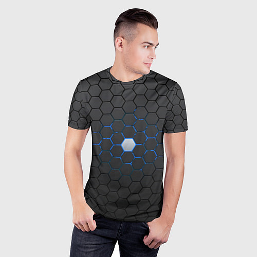 Мужская спорт-футболка Светящаяся ячейка / 3D-принт – фото 3