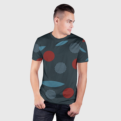 Мужская спорт-футболка Круги и листья / 3D-принт – фото 3
