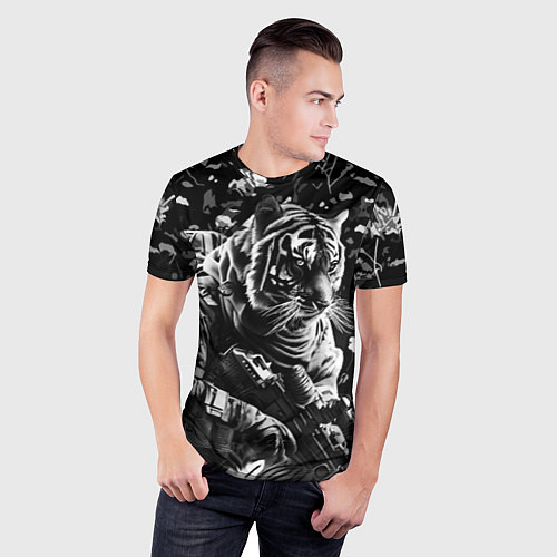 Мужская спорт-футболка Тигр воин спецназа / 3D-принт – фото 3