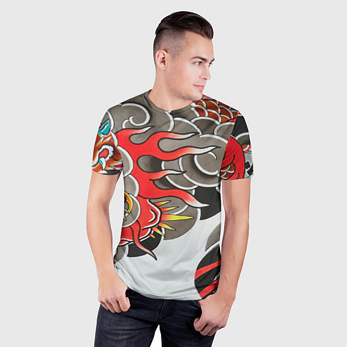 Мужская спорт-футболка Иредзуми: дракон в дыму / 3D-принт – фото 3