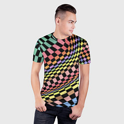 Футболка спортивная мужская Colorful avant-garde chess pattern - fashion, цвет: 3D-принт — фото 2