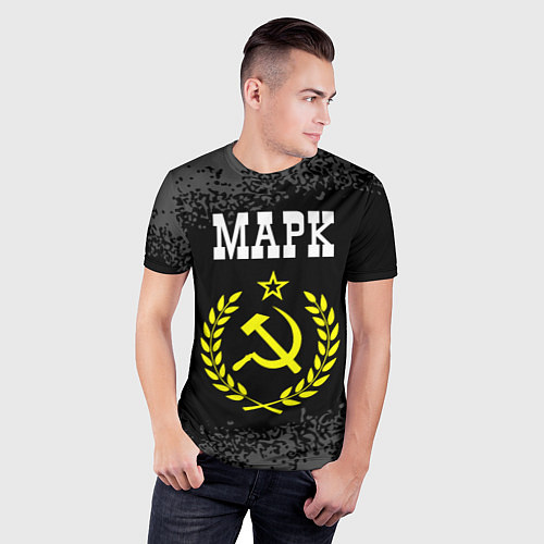 Мужская спорт-футболка Марк и желтый символ СССР со звездой / 3D-принт – фото 3