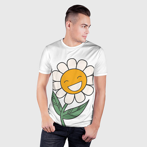 Мужская спорт-футболка Весёлый цветок ромашка / 3D-принт – фото 3