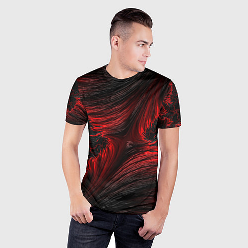 Мужская спорт-футболка Red vortex pattern / 3D-принт – фото 3