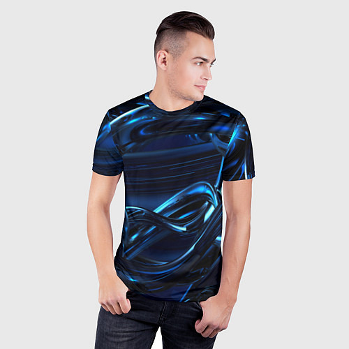 Мужская спорт-футболка Фрактальный узор волны / 3D-принт – фото 3