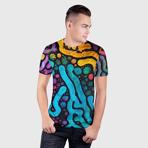 Мужская спорт-футболка Цветные микроорганизмы / 3D-принт – фото 3
