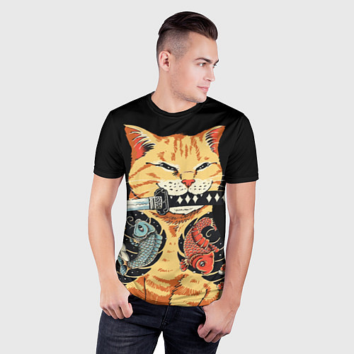 Мужская спорт-футболка Yakuza tattoo cat / 3D-принт – фото 3