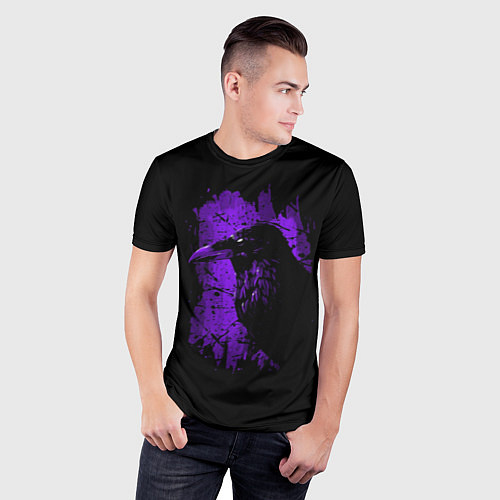 Мужская спорт-футболка Dark purple raven / 3D-принт – фото 3