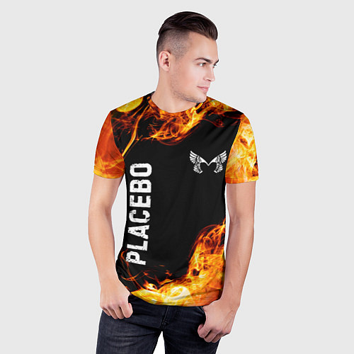 Мужская спорт-футболка Placebo и пылающий огонь / 3D-принт – фото 3