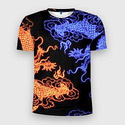 Футболка спортивная мужская Парящие неоновые драконы, цвет: 3D-принт