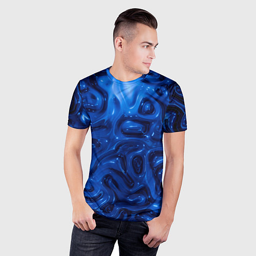 Мужская спорт-футболка Объемная жидкость / 3D-принт – фото 3
