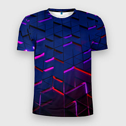 Футболка спортивная мужская Неоновые треугольники с подсветкой, цвет: 3D-принт