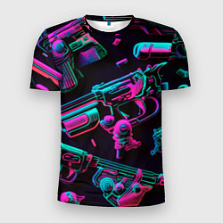 Футболка спортивная мужская Неоновый пистолет, цвет: 3D-принт