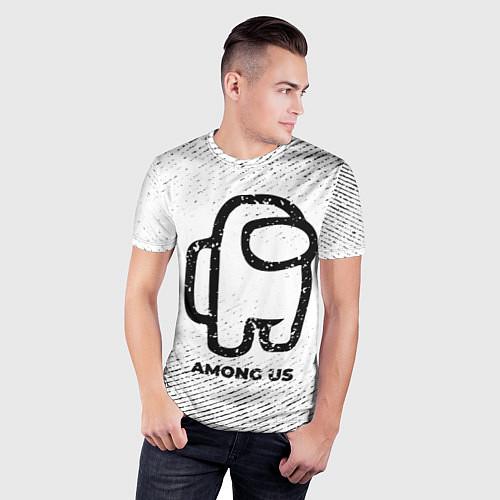 Мужская спорт-футболка Among Us с потертостями на светлом фоне / 3D-принт – фото 3