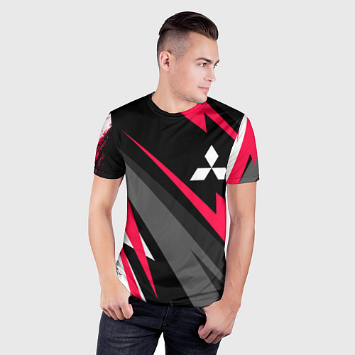 Мужская спорт-футболка Mitsubishi fast lines / 3D-принт – фото 3