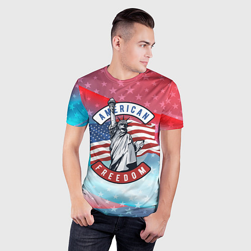Мужская спорт-футболка American freedom / 3D-принт – фото 3