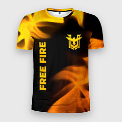 Мужская спорт-футболка Free Fire - gold gradient: надпись, символ