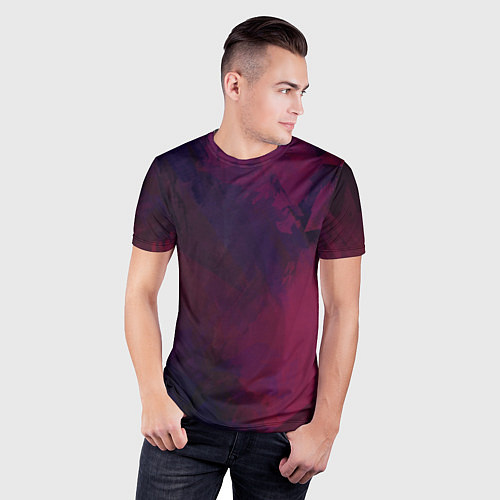 Мужская спорт-футболка Фиолетовый мазок / 3D-принт – фото 3