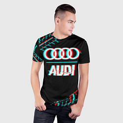 Футболка спортивная мужская Значок Audi в стиле glitch на темном фоне, цвет: 3D-принт — фото 2