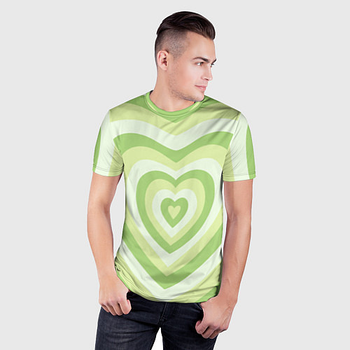 Мужская спорт-футболка Зеленые сердца - индикид паттерн / 3D-принт – фото 3