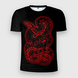 Футболка спортивная мужская Красная неоновая змея, цвет: 3D-принт
