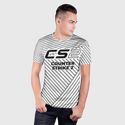 Футболка спортивная мужская Символ Counter Strike 2 на светлом фоне с полосами, цвет: 3D-принт — фото 2