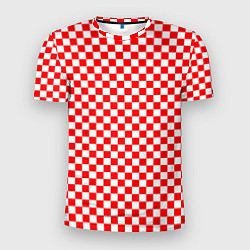 Футболка спортивная мужская Красные и белые квадраты, цвет: 3D-принт