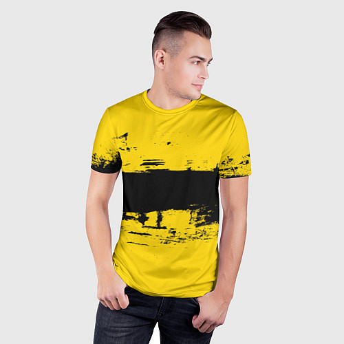 Мужская спорт-футболка Черно-желтая полоса Cyberpunk 2077 / 3D-принт – фото 3