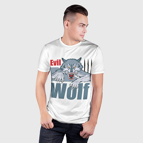 Мужская спорт-футболка Злой волк - оскал / 3D-принт – фото 3