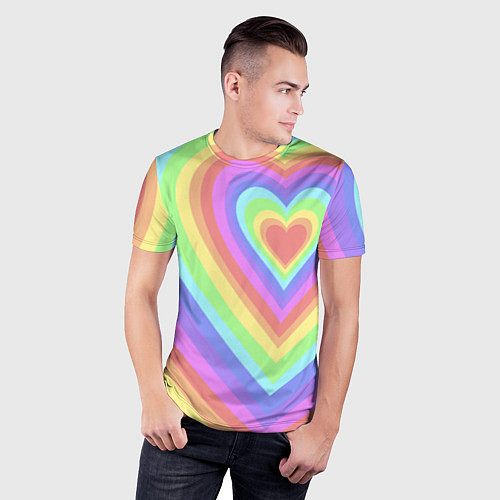 Мужская спорт-футболка Сердце - пастельные цвета / 3D-принт – фото 3
