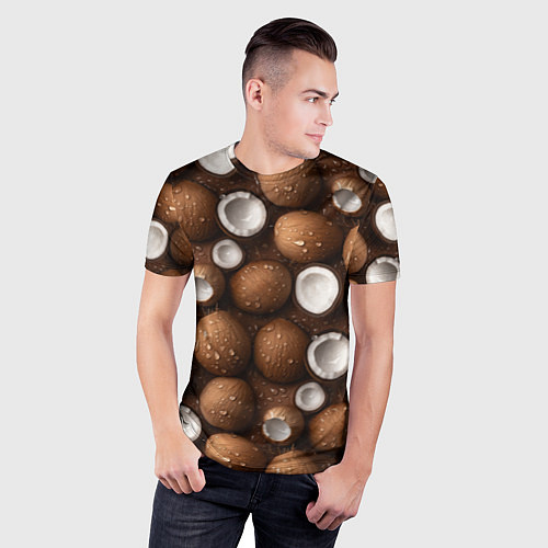 Мужская спорт-футболка Сочная текстура из кокосов / 3D-принт – фото 3