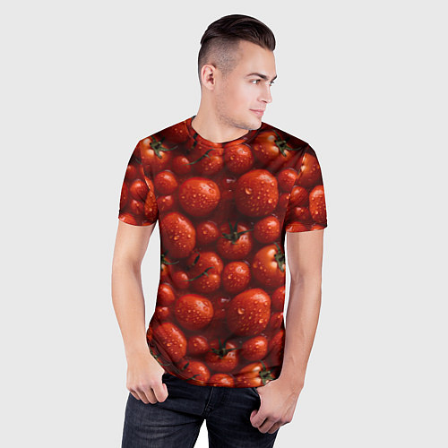 Мужская спорт-футболка Сочная текстура из томатов / 3D-принт – фото 3